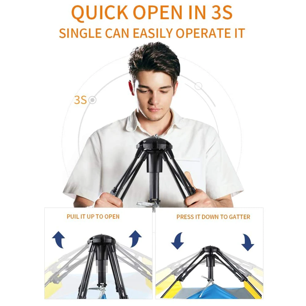 Hewolf Auto 3-4 Person Tent - Camel - Image 4