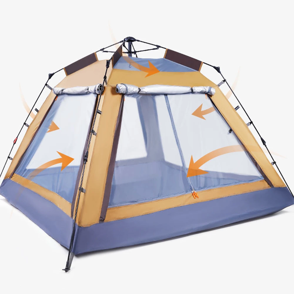 Hewolf Auto 3-4 Person Tent - Camel - Image 3