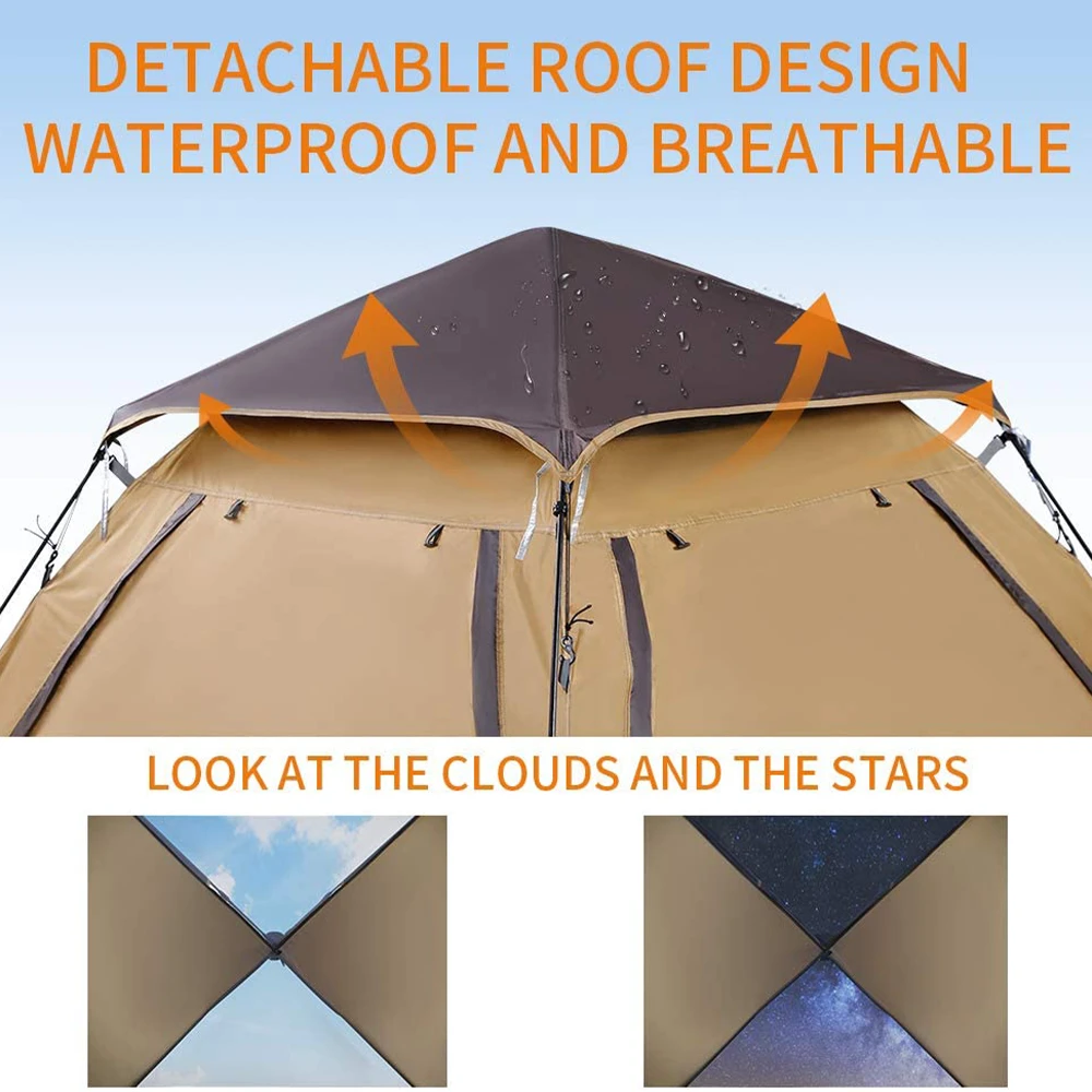 Hewolf Auto 3-4 Person Tent - Camel - Image 5