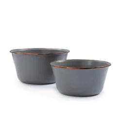 Barebones Enamel Mixing Bowl Slate - Set Of 2