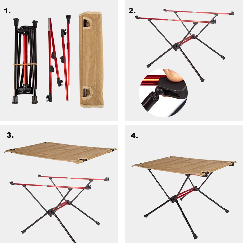 Camp Leader Fabric Top Folding Table - TAN - Image 4