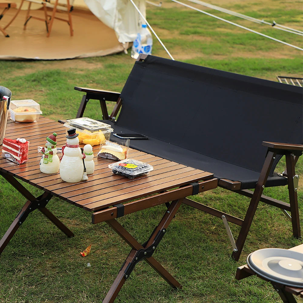 Camp Leader Camping Wooden Long Chair - Black - Image 5