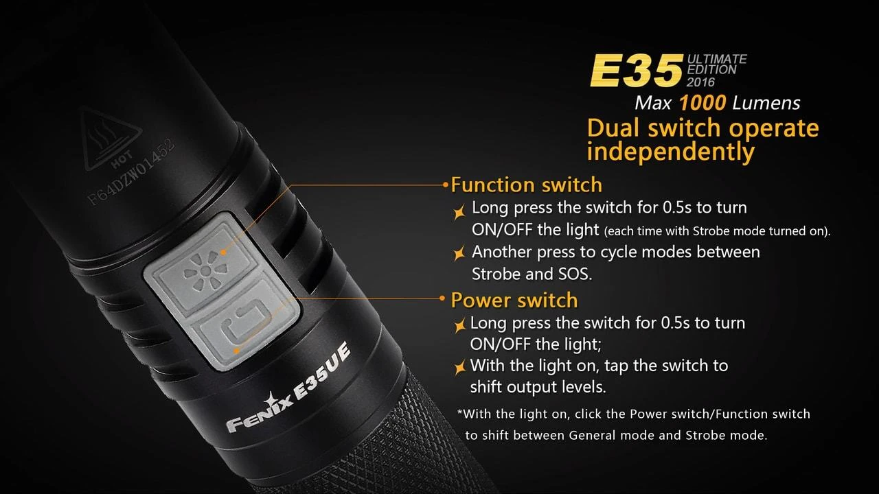 Fenix E35 XL-L2 UE LED Flashlight Black 2016 Version - Image 16