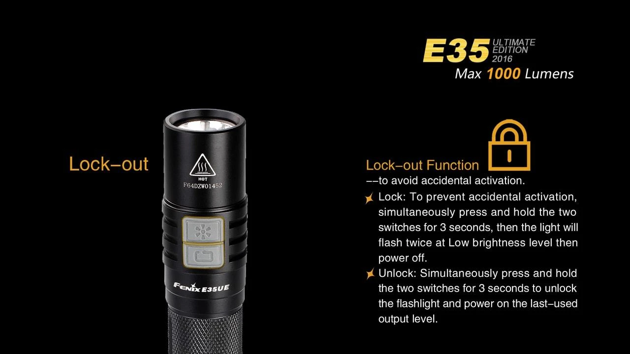 Fenix E35 XL-L2 UE LED Flashlight Black 2016 Version - Image 15