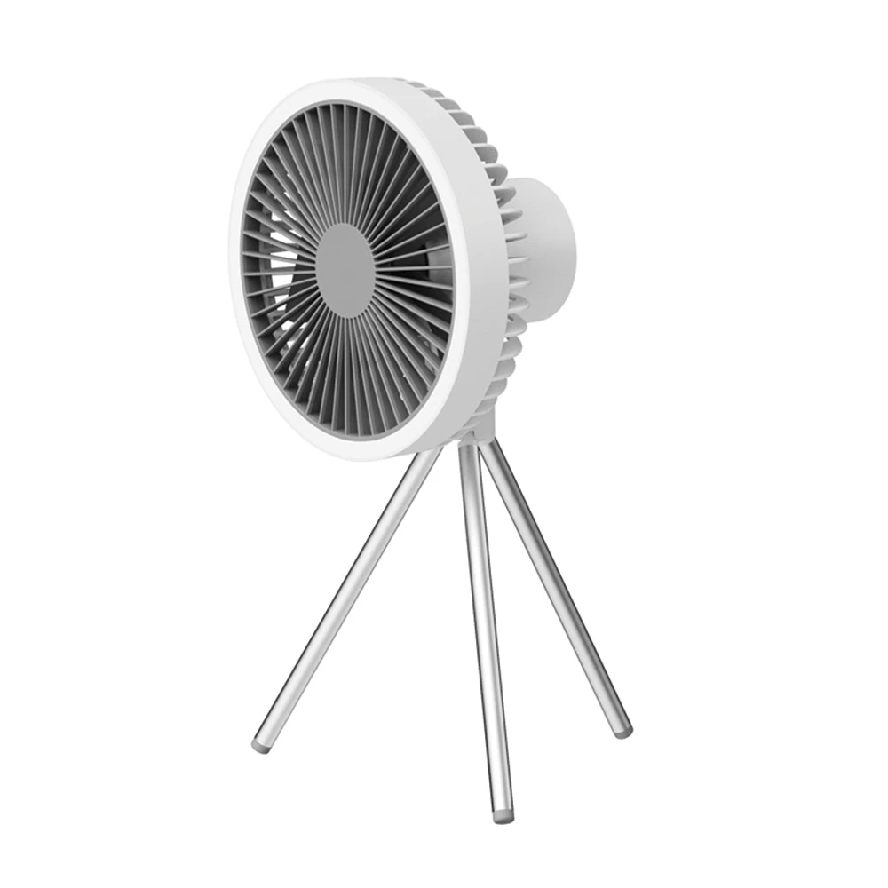 Tripod Fan With White Ring Light USB Rechargeable - Image 2