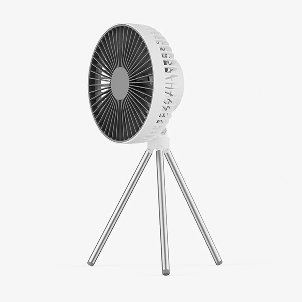 Tripod Fan With White Ring Light USB Rechargeable - Image 3