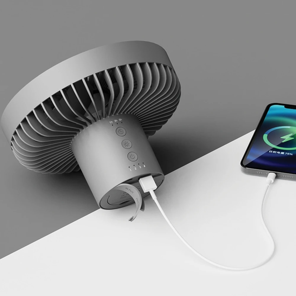 Tripod Fan With White Ring Light USB Rechargeable - Image 8