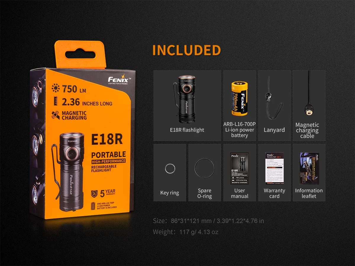 Fenix E18R XP-L Hi Led Flashlight Black 750 Lumen - Image 6