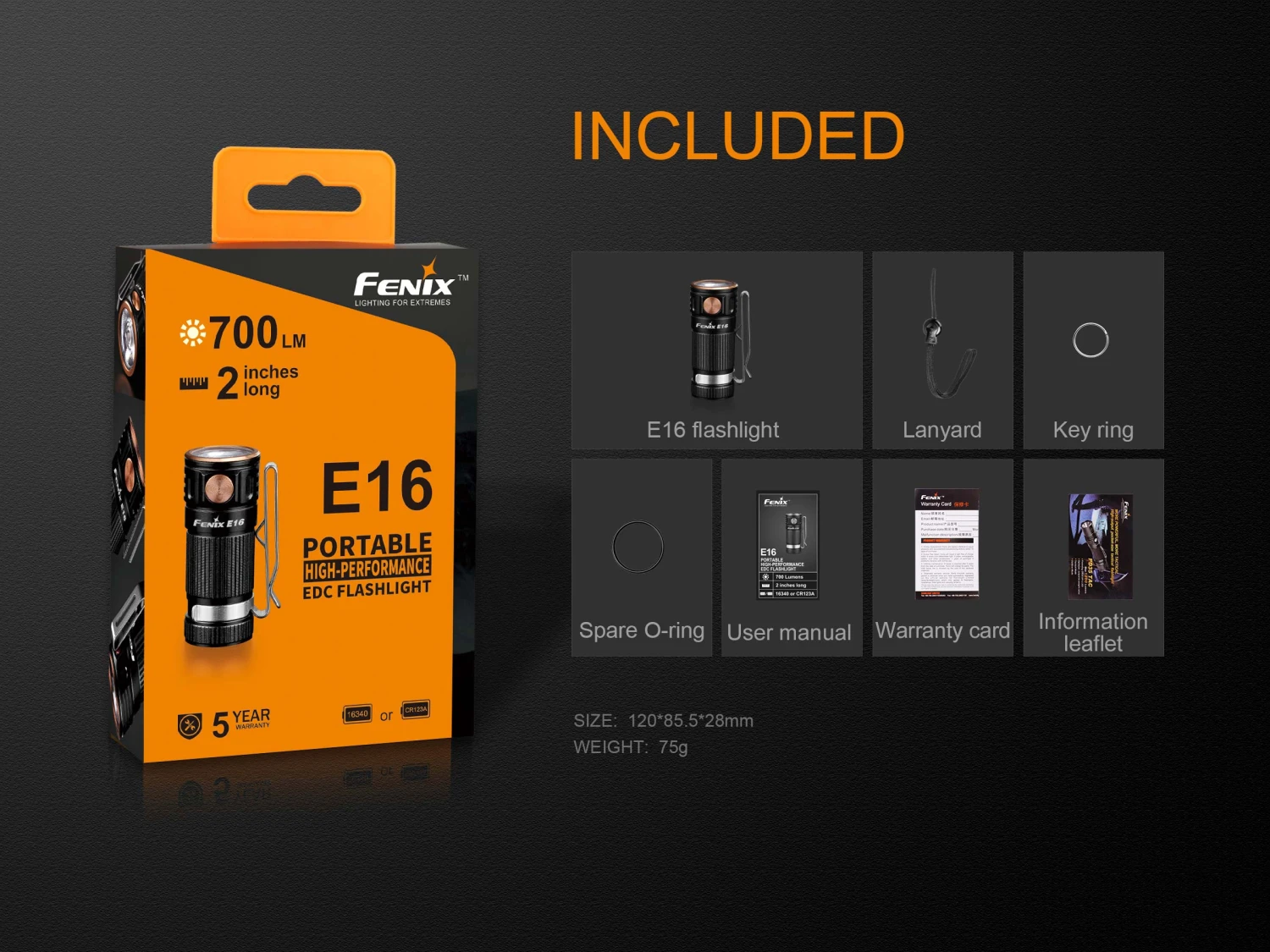 Fenix E16 XP-L Hi Neutral White LED Flashlight BLACK 700 Lumen - Image 12
