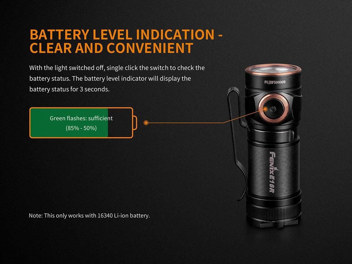 Fenix E18R XP-L Hi Led Flashlight Black 750 Lumen - Image 3