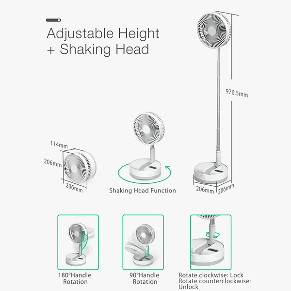 P10 Folding Retractable Camping Fan - Black - Image 7