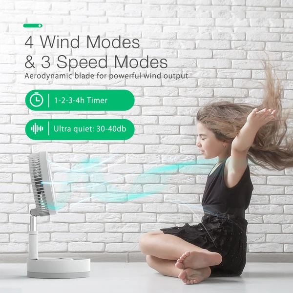 P10 Folding Retractable Camping Fan - Black - Image 8