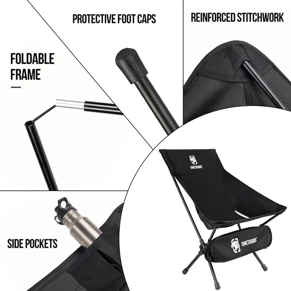 OneTigris Portable Camping Chair Large - Black - Image 2