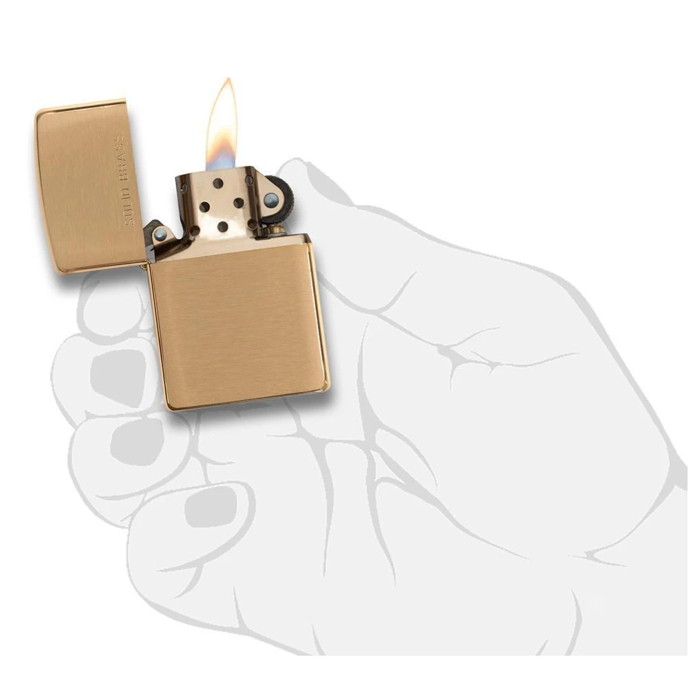 Zippo 204 Brushed Solid Brass - Refillable Windproof Lighter - Image 5