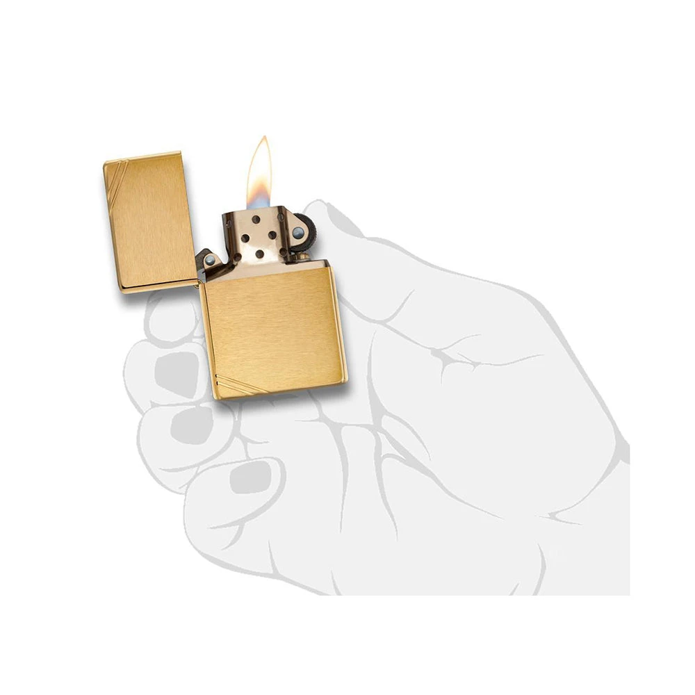 Zippo 240 Brushed Brass Vintage With Slashes - Image 4